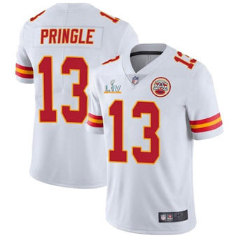 Super Bowl LV 2021 Men Kansas City Chiefs #13 Byron Pringle White Limited Jersey